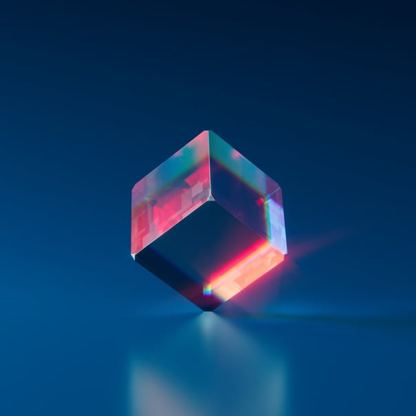 image of 3d cube perched on its side